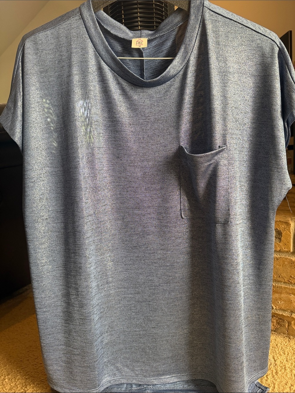 Sew In Love Heathered Blue Short Sleeve Pocket Tee